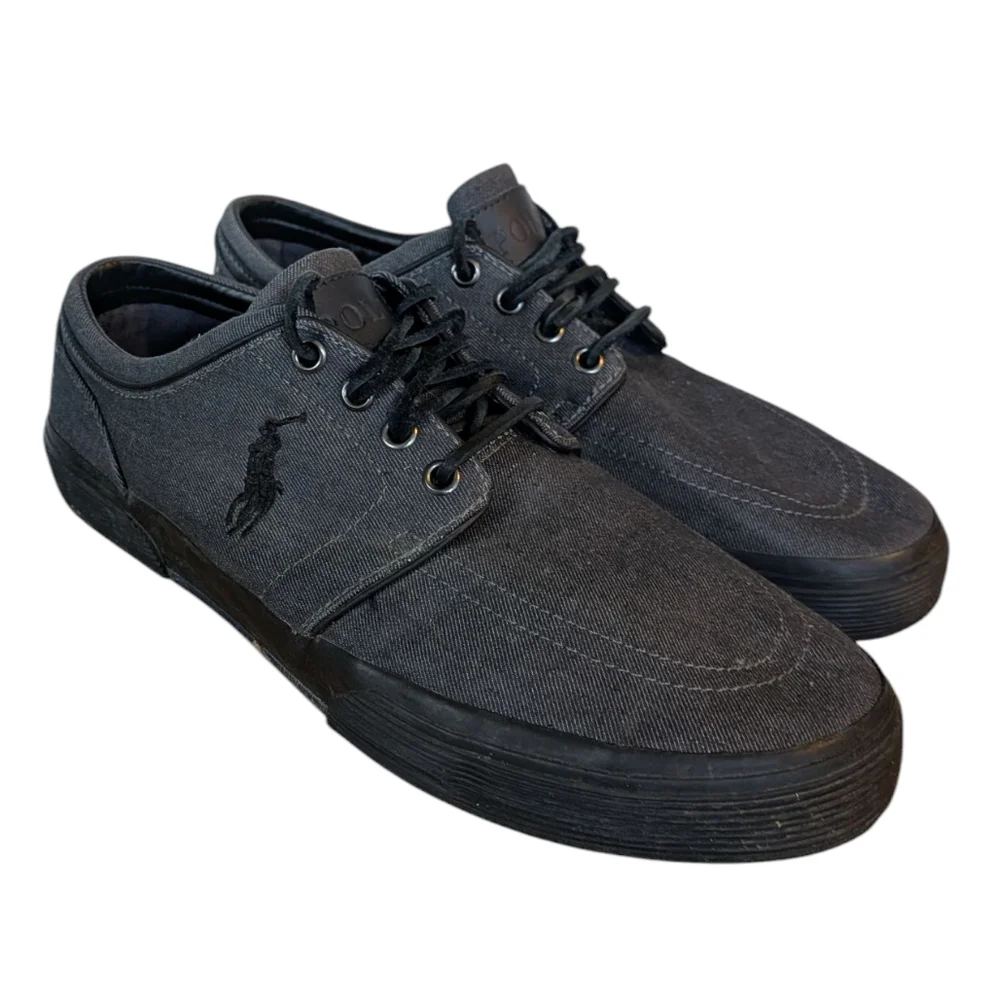 Ralph Lauren Polo Oxford Shoes Denim Mens Size 10.5 D Grey And Black